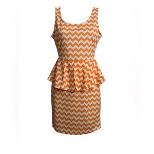 Charlotte Russe Orange and White Chevron Mini Dress